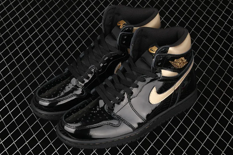 All categories Air Jordan Jordan series basketball shoes Air Jordan 1 High X version Air Jordan 1 High OG "Black/Metallic Gold" AJ1 Joe 1 patent leather black gold 555088-032